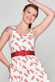 Collectif 50s White Emmie Rock Lobster Flared Dress