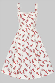 Collectif 50s White Emmie Rock Lobster Flared Dress