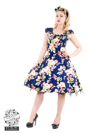 Hearts & Roses Jennifer Blue Floral Swing Dress