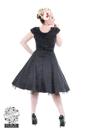 Hearts & Roses Black Small Polka Dot Swing Dress