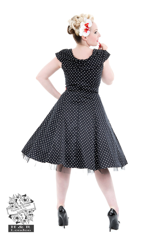 Hearts & Roses Black Small Polka Dot Swing Dress