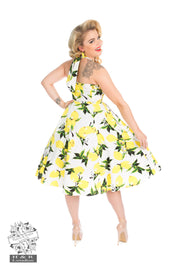 Hearts & Roses Lemon Print Yellow Swing Dress
