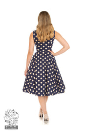 Hearts & Roses Mia Navy Blue Polka Dot Swing Dress
