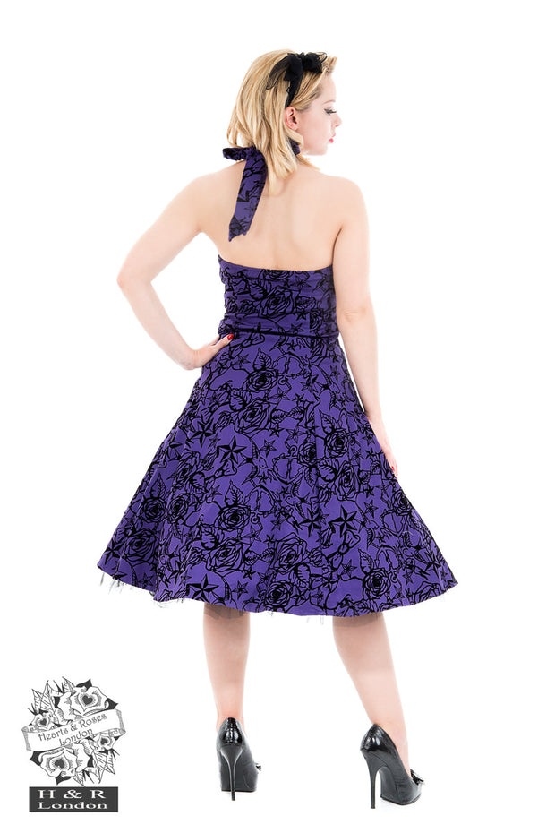 Hearts & Roses Purple Taffeta Swing Dress