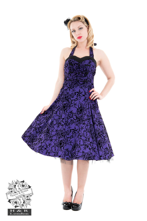 Hearts & Roses Purple Taffeta Swing Dress