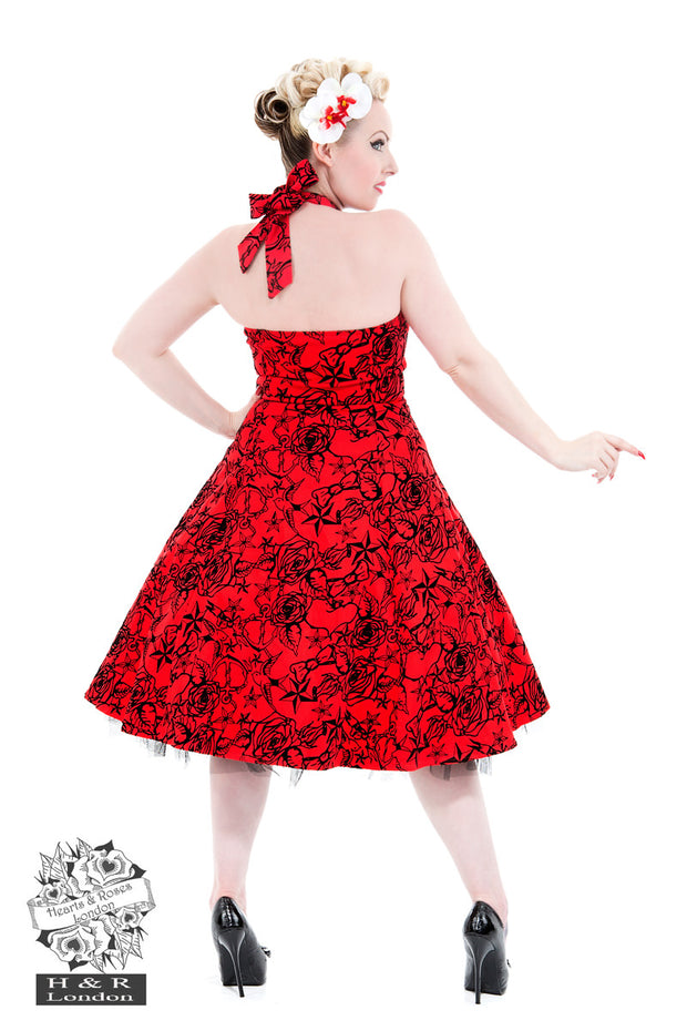Hearts & Roses Red Taffeta Swing Dress