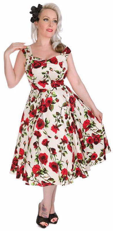 Hearts & Roses Ditsy Red Rose Ivory White Floral Dress – Cherry Red Vintage Hearts & Roses Ditsy Red Rose Ivory White Floral Dress – Cherry Red Vintage
