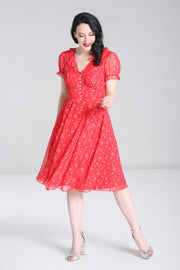 Hell Bunny 1940s Cassiopeia Red Sparkle Evening Dress