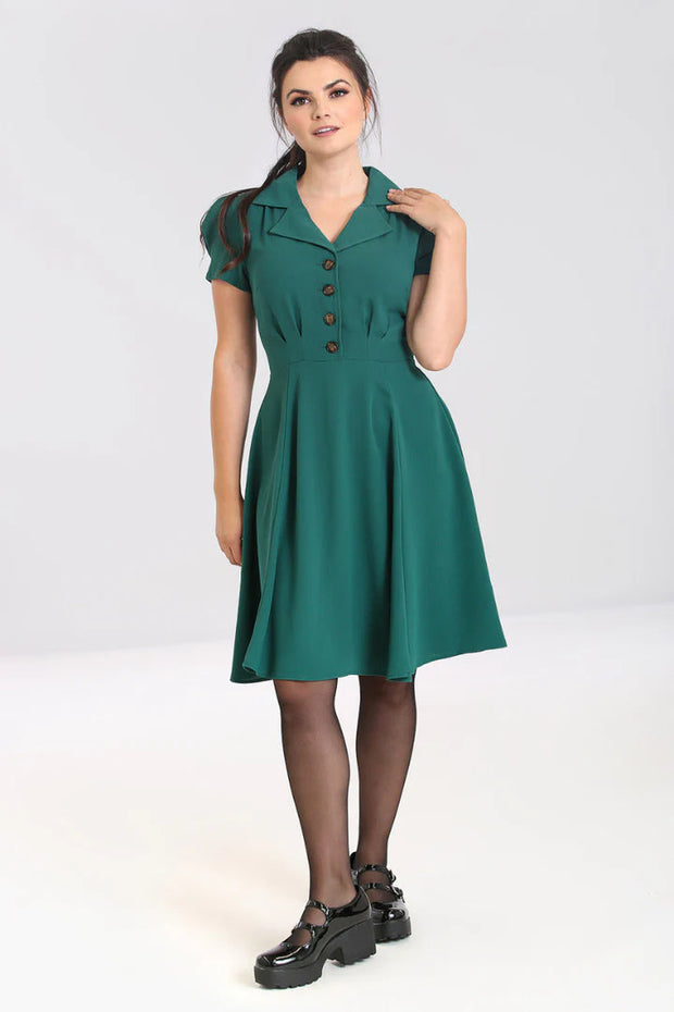 Hell Bunny 1940s Vera Lynn Green Dress