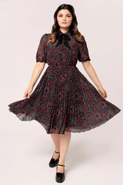 Hell Bunny 1940s style Perry Black Hearts Mid Dress