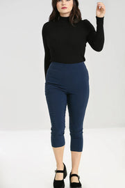 Hell Bunny 50s Dionne Navy Blue Capris Trousers