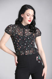 Hell Bunny 40s Natalie Black Christmas Blouse