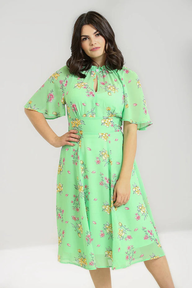 Hell Bunny 40s Style Adelina Mint Green Floral Dress