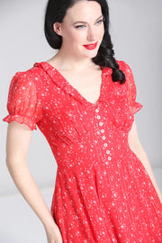 Hell Bunny 1940s Cassiopeia Red Sparkle Evening Dress
