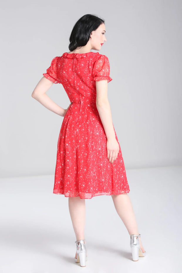 Hell Bunny 1940s Cassiopeia Red Sparkle Evening Dress