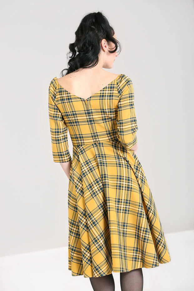 Hell Bunny 1950s Wither Mustard Yellow Dress