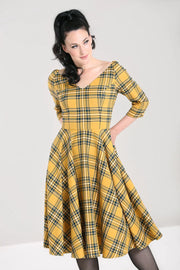 Hell Bunny 1950s Wither Mustard Yellow Dress