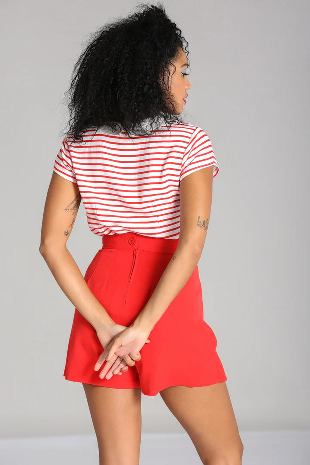 Hell Bunny 50s Ahoy Nautical Red & White Striped Blouse