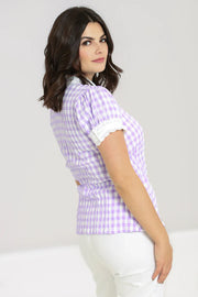 Hell Bunny 40s Lilac & White Gingham Blouse