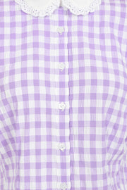 Hell Bunny 40s Lilac & White Gingham Blouse