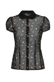 Hell Bunny 40s Natalie Black Christmas Blouse