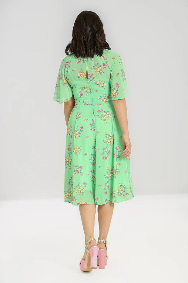Hell Bunny 40s Style Adelina Mint Green Floral Dress