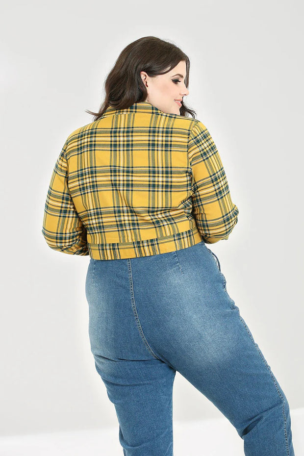 Hell Bunny 40s Style Mustard Yellow Tartan Jacket