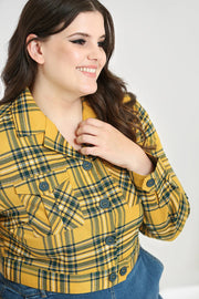 Hell Bunny 40s Style Mustard Yellow Tartan Jacket