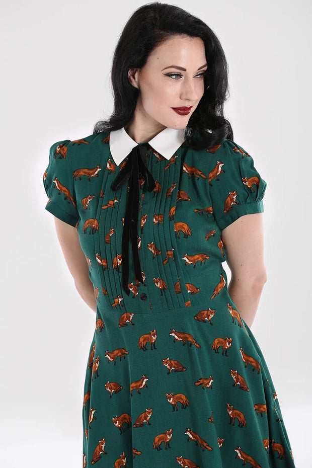 Hell Bunny 60s Style Vixey Fox Green Mini Dress