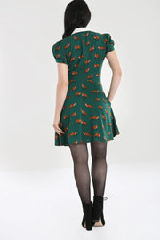 Hell Bunny 60s Style Vixey Fox Green Mini Dress