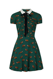 Hell Bunny 60s Style Vixey Fox Green Mini Dress