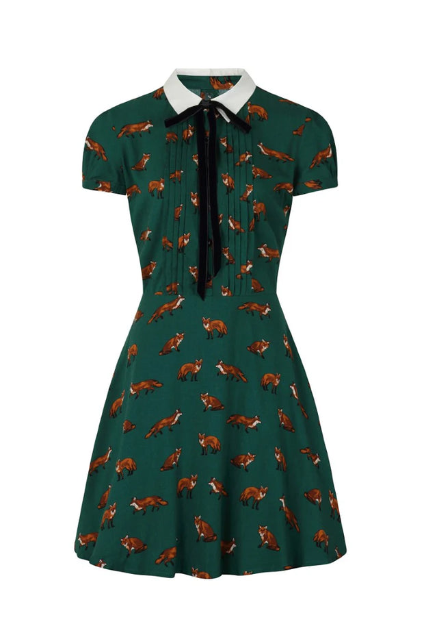 Hell Bunny 60s Style Vixey Fox Green Mini Dress