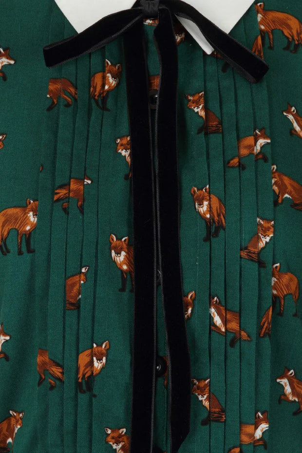 Hell Bunny 60s Style Vixey Fox Green Mini Dress