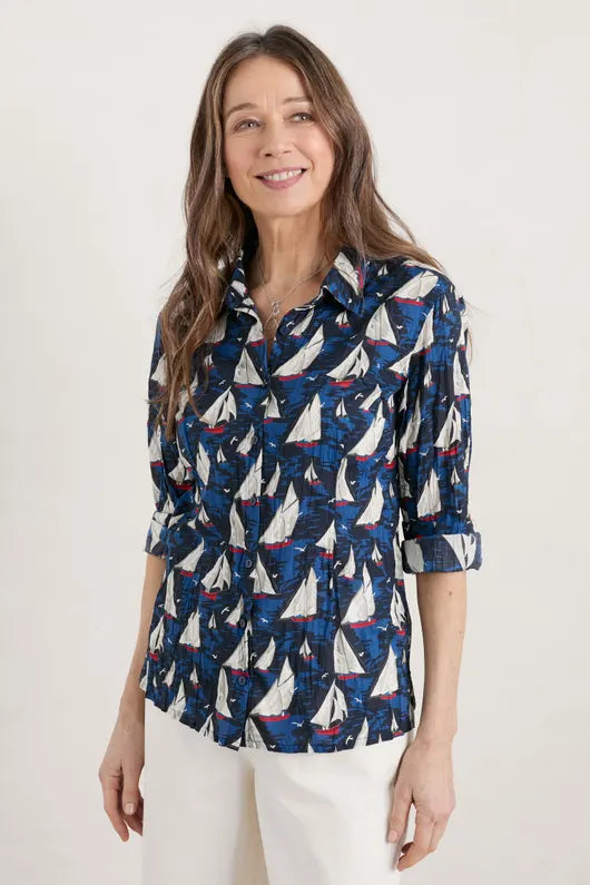 Seasalt Larissa Falmouth Sails Blue Organic Cotton Shirt