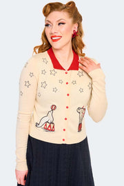 Voodoo Vixen Circus Embroidered Cream Cardigan