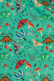 Voodoo Vixen 50's Green Woodland Moth Print Flared Dress