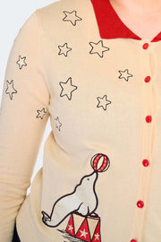 Voodoo Vixen Circus Embroidered Cream Cardigan