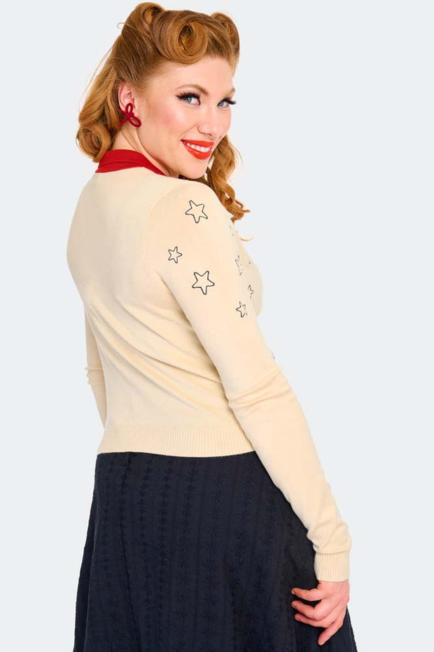 Voodoo Vixen Circus Embroidered Cream Cardigan