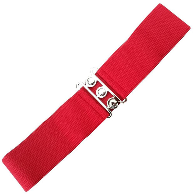Dancing Days 50s Vintage Elasticated Stretch Belt (Red) - Cherry Red Vintage