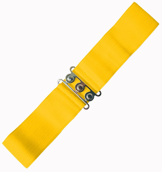 Dancing Days 50s Vintage Elasticated Stretch Belt (Yellow) - Cherry Red Vintage