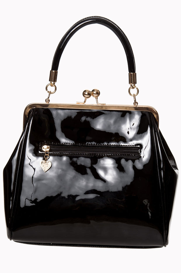 Banned Retro 1950's American Vintage Black Patent Handbag