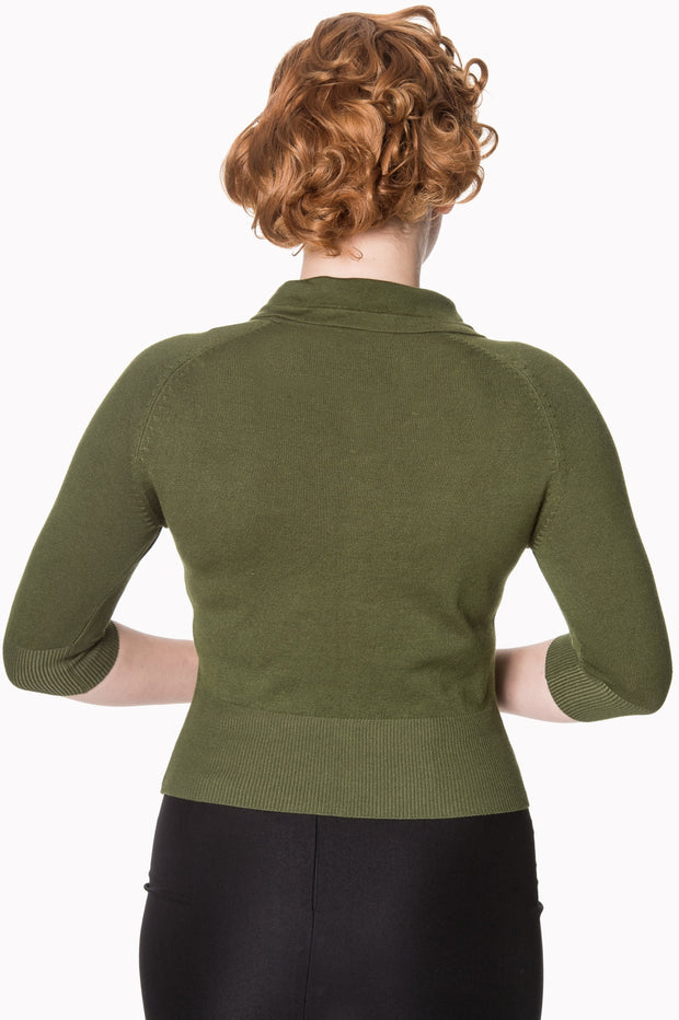 Banned Retro 40s 50s April Forest Green Short Sleeve Cardigan *