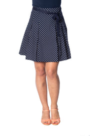 Banned Retro Polka Dot Navy Mini Skirt