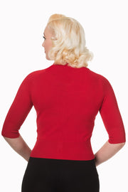 Banned 40s 50s April Bow Red Short Sleeve Cardigan