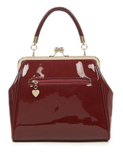 Banned Retro Lost Queen 1950's American Vintage Burgundy Patent Handbag *