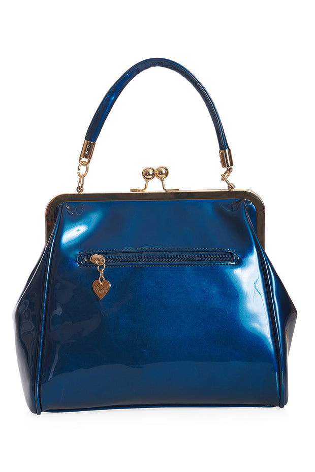 Banned Retro 1950's American Vintage Teal Blue Green Patent Handbag