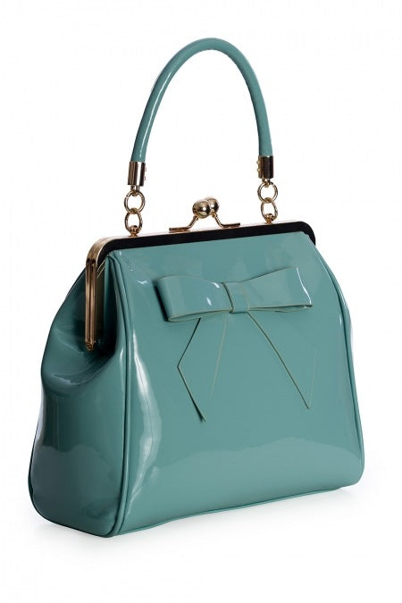 Banned Retro 1950's American Vintage Turquoise Blue Green Patent Handbag