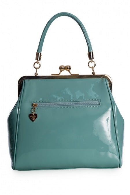 Banned Retro 1950's American Vintage Turquoise Blue Green Patent Handbag