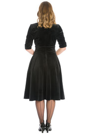 Banned Retro 40s 50s Date Night Black Velvet Swing Dress