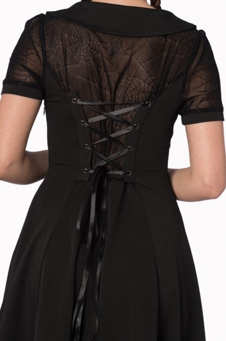 Banned Retro 50's Black Halloween Spiderweb Swing Dress